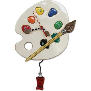 Whimsical Artist Palette Wall Clock - 13x8.5 in