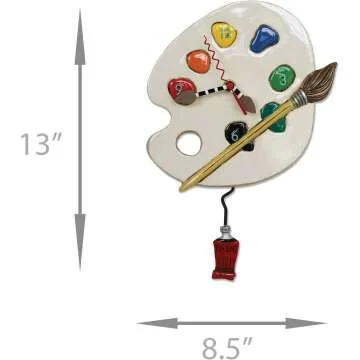 Whimsical Artist Palette Wall Clock - 13x8.5 in
