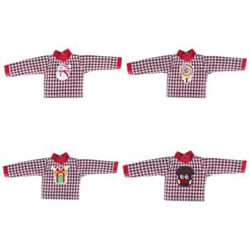 E-TING Santa Clothing Christmas Accessories for elf Doll (Sweater Set - 1 Sweater + 8 Attachable Decals)