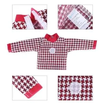 E-TING Santa Clothing Christmas Accessories for elf Doll (Sweater Set - 1 Sweater + 8 Attachable Decals)