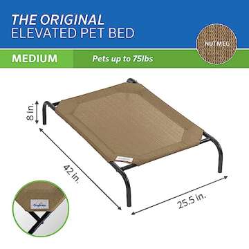 Coolaroo The Original Cooling Elevated Dog Bed, Indoor and Outdoor, Medium, Nutmeg