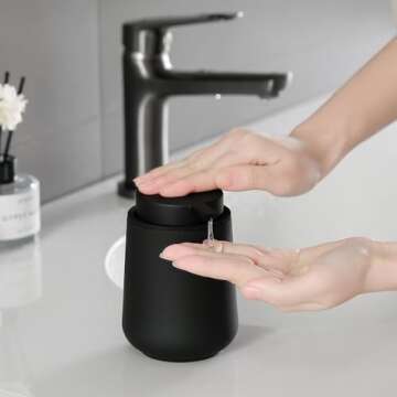 YAUKPH Matte Black Liquid Hand Soap Dispenser Plastic 11 oz - Modern Minimalist Style for Bathroom &...