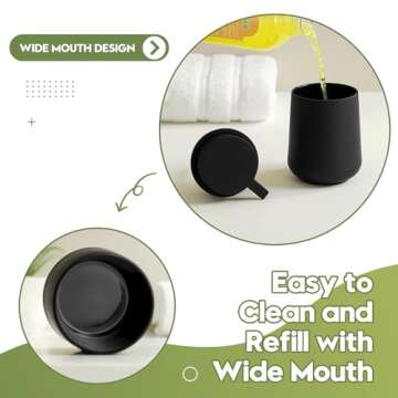 YAUKPH Matte Black Liquid Hand Soap Dispenser Plastic 11 oz - Modern Minimalist Style for Bathroom & Kitchen Countertop Refillable