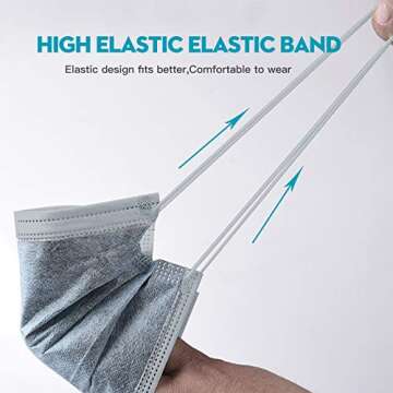 MSAAEX Grey Disposable Face Mask 4-Ply Protection Masks Prevent Dust, Breathable Non-Woven Mouth Cov...