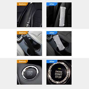 Valleycomfy Leather Seat Belt Shoulder Pads - Bling Set