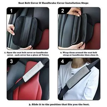 Valleycomfy Leather Seat Belt Shoulder Pads - Bling Set