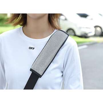 Valleycomfy Leather Seat Belt Shoulder Pads - Bling Set