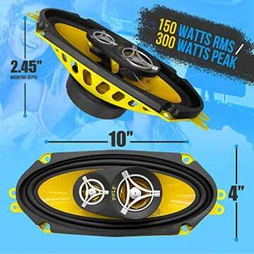 Pyle 4x10 Inch 300 Watt Speakers for Car Stereo