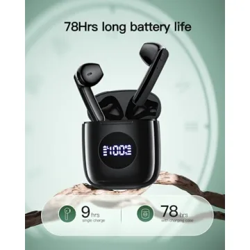 CAPOXO N7 Wireless Earbuds, Bluetooth Earbuds Headphones 78hrs Long Lasting Earphones IPX7 Waterproof Headset with Wireless Charging Case & Built-in Stereo Mic for Android iOS, Black