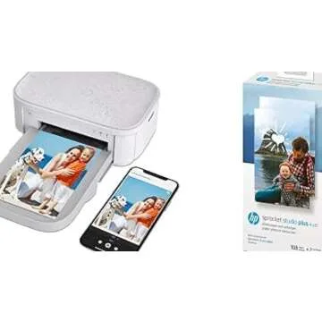 HP Sprocket Studio Plus: Wireless Photo Printer & Paper Bundle