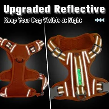 BARKBAY Dog Harness No Pull with ID Tag Pocket - Heavy Duty, Reflective, Easy Control for Large Dogs (Orange,M)