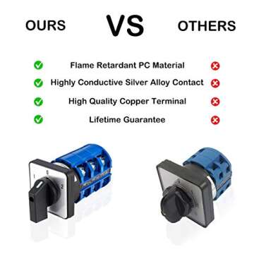 VictorsHome Changeover Switch LW28-63 3 Positions 12 Terminals Universal Rotary Cam Selector Latchin...