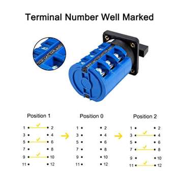VictorsHome Changeover Switch LW28-63 3 Positions 12 Terminals Universal Rotary Cam Selector Latching Switches 690V 63A