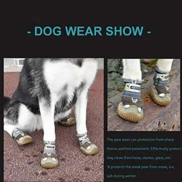 FEETCITY Waterproof Dog Boots with Reflective Straps