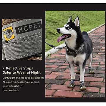 FEETCITY Dog Boots Waterproof for Dog with Reflective Velcro Rugged Anti-Slip Sole and Skid-Proof Outdoor Paw Wear for Medium to Large Dogs 4Ps