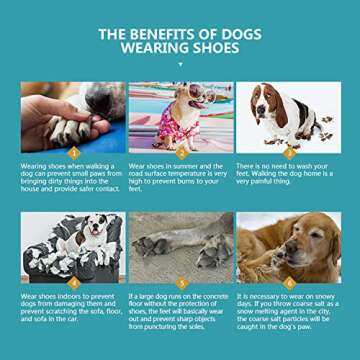 FEETCITY Dog Boots Waterproof for Dog with Reflective Velcro Rugged Anti-Slip Sole and Skid-Proof Outdoor Paw Wear for Medium to Large Dogs 4Ps