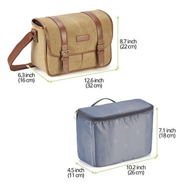 Evecase Classic Camera Bag - Stylish DSLR Shoulder Case