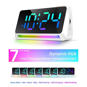 LED Digital Clock for Bedroom, Super Loud Alarm Clock for Heavy Sleepers Adults, Teens | Simple Plug-In Electric Bedside Nightstand Desk Clock with Light and Adjustable Color/Volume/Brightness/Snooze