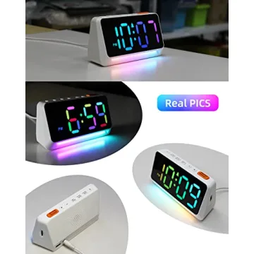LED Digital Clock for Bedroom, Super Loud Alarm Clock for Heavy Sleepers Adults, Teens | Simple Plug-In Electric Bedside Nightstand Desk Clock with Light and Adjustable Color/Volume/Brightness/Snooze