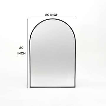 Minuover Arched Wall Mirror for Bathroom, 20"x30" Black Modern Metal Frame for Entryway Living Room ...