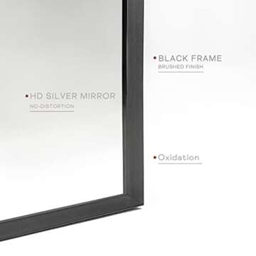 Minuover Arched Wall Mirror for Bathroom, 20"x30" Black Modern Metal Frame for Entryway Living Room Bedroom Wall Decor