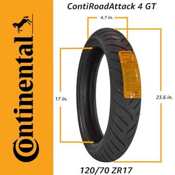 Continental ContiRoadAttack 4 GT 120/70ZR17 Front Sport Touring Motorcycle Tire - Enhanced Wet & Dry...