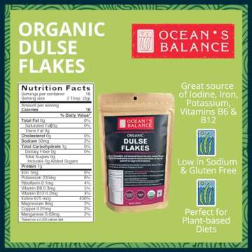 Ocean's Balance Organic Dulse Flakes — Nutrient-Dense Sea Vegetable for Versatile Cooking