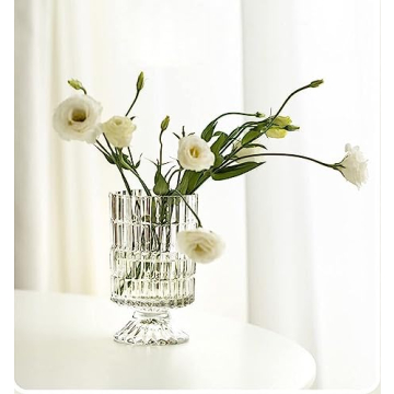 TYFOTS Elegant Simple Glass Vase,Vertical Stripe Glass Vase，Table Glass Vase，Home Decoration Vas...