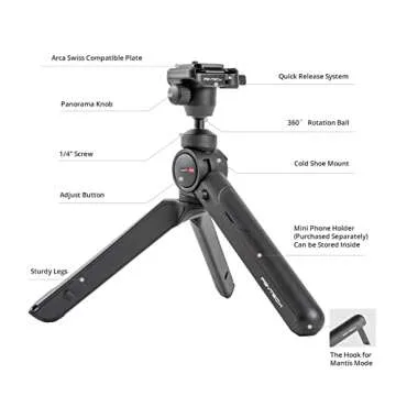 PGYTECH MANTISPOD 2.0 Mini Tripod for Camera Vlogging Tripod Small Travel Tripod for Sony/Canon/Niko...