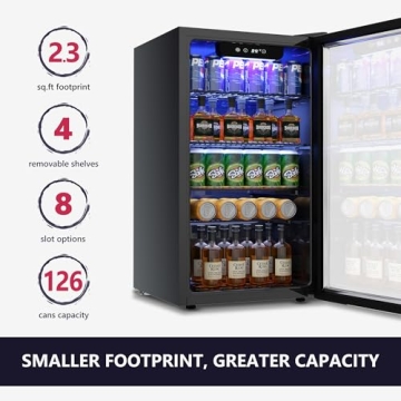 Icyglee Beverage Refrigerator 126 Can Mini Fridge