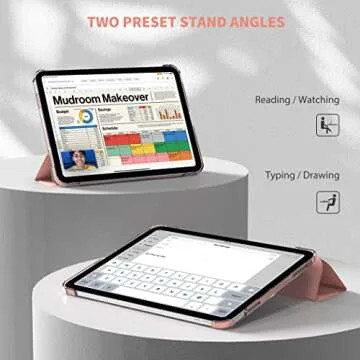 EasyAcc iPad 10th Gen Case (A2696/A2757/A2777) 10.9in, 2022, Pink Slim Protective Smart Stand Cover, Heavy Duty Protection, Full Body Shockproof, Lightweight