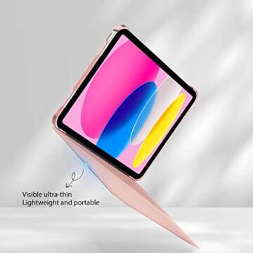 EasyAcc iPad 10th Gen Case (A2696/A2757/A2777) 10.9in, 2022, Pink Slim Protective Smart Stand Cover, Heavy Duty Protection, Full Body Shockproof, Lightweight