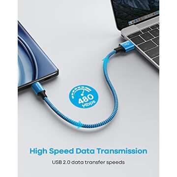 [3-Pack 1ft] Short USB Type C Cable, Baiwwa 3.1A Fast Charging Cord USB A to USB C Charger Cable Braided Compatible with Samsung Galaxy S21 S10e S20 S10 S9 Plus A10e A11 A20 A30 A50 A51 A71 Note 20 10