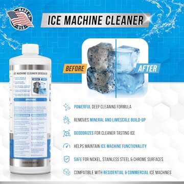 Ice Machine Cleaner Maker Descaler - 32 fl oz (8 Uses) Nickel Safe Ice Maker Cleaner Solution - Comp...