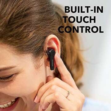 Soundcore Liberty Air True Wireless Earphones with Charging Case, Bluetooth 5, 20 Hour Playtime, Touch Control Earbuds, Graphene Enhanced Sound, Noise Cancelling Microphones and Secure Fit (Black)