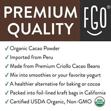 Organic Cacao Powder | Premium Criollo Beans from Peru | 16oz Resealable Bag