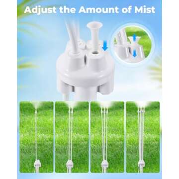 HIRALIY Standing Misting Cooling System with a Fillable Base, Portable Misters for Outside with 26.2FT (8M) Water Supply Line, Adjustable Water Mister for Patio, Pool, Backyard and Garden Watering