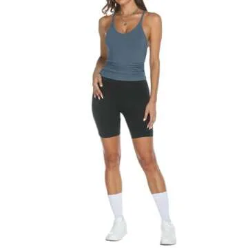 Trendy Queen Womens Ribbed Tank Tops Racerback Summer Basic Camisole V Neck Going Out Slim Fit Fashion Clothes 2025 Greyblue M