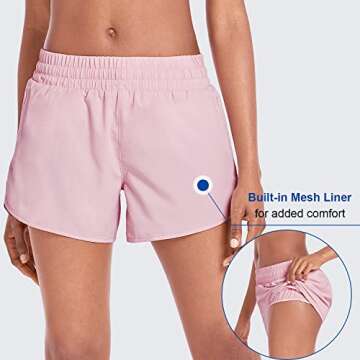 BALEAF Women's 4" Running Athletic Shorts with Liner Zipper Pockets for Workout Gym Sports Pink Medium