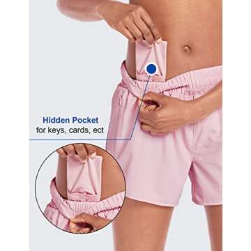 BALEAF Women's 4" Running Athletic Shorts with Liner Zipper Pockets for Workout Gym Sports Pink Medium