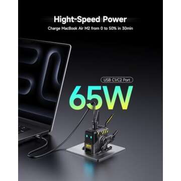 GravaStar 65W USB C Charger, Alpha65 Robot Fast GaN Charger Block, 3-Port Fast Charger, Foldable Wall USB C Charger for iPhone, MacBook, iPad, Laptop, Steam Deck, Gifts for Men (65W, Gray)