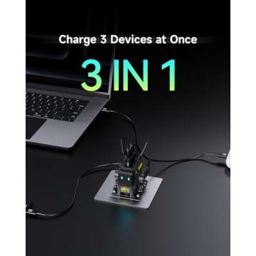 GravaStar 65W USB C Charger, Alpha65 Robot Fast GaN Charger Block, 3-Port Fast Charger, Foldable Wall USB C Charger for iPhone, MacBook, iPad, Laptop, Steam Deck, Gifts for Men (65W, Gray)