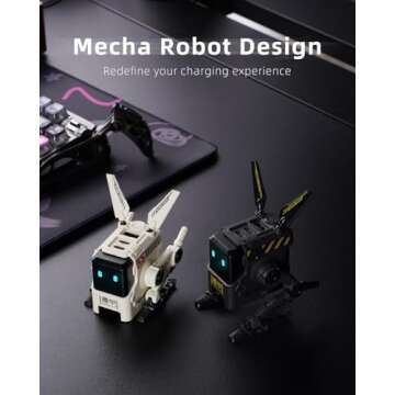 GravaStar 65W USB C Charger, Alpha65 Robot Fast GaN Charger Block, 3-Port Fast Charger, Foldable Wall USB C Charger for iPhone, MacBook, iPad, Laptop, Steam Deck, Gifts for Men (65W, Gray)