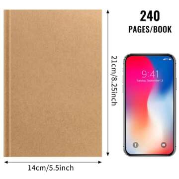 EOOUT 3pcs Blank Notebook, Hardcover Sketchbook Unlined Notebook, 120 Sheets, 100gsm Paper, 5.6 x 8.2in, Journal for Drawing, Art, Travelers Gifts, Students and Office Supplies