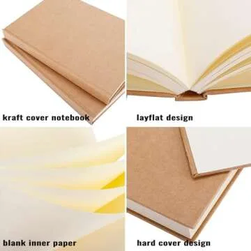 EOOUT 3pcs Blank Notebook, Hardcover Sketchbook Unlined Notebook, 120 Sheets, 100gsm Paper, 5.6 x 8.2in, Journal for Drawing, Art, Travelers Gifts, Students and Office Supplies