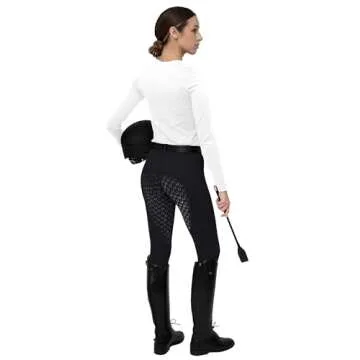 FitsT4 Sports Women's Full Seat Riding Tights Active Silicon Grip Horse Riding Tights Equestrian Breeches Black Size L