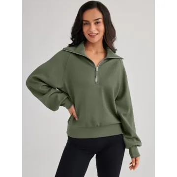 Trendy Queen Women's Oversized Sweatshirts Half Zip Pullover