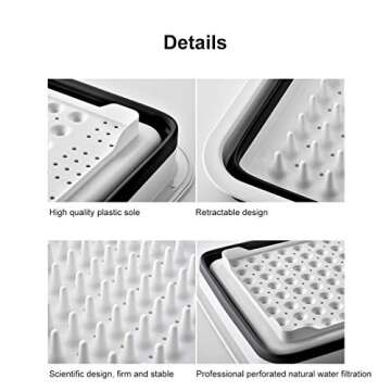 DLD Collapsible Dish Drainer with Drainer Board - Foldable Drying Rack Set - Portable Dinnerware Org...