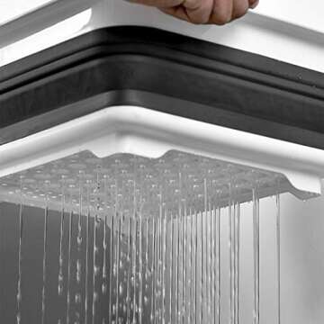 DLD Collapsible Dish Drainer with Drainer Board - Foldable Drying Rack Set - Portable Dinnerware Organizer - Space Saving Kitchen Storage Tray (Grey)