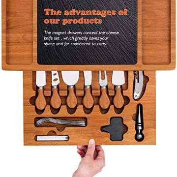 ABELL Charcuterie Cheese Board and Knife Set Acacia Charcuttery Platter and Serving Tray for Christmas Housewarming Thanksgiving Wedding Birthday